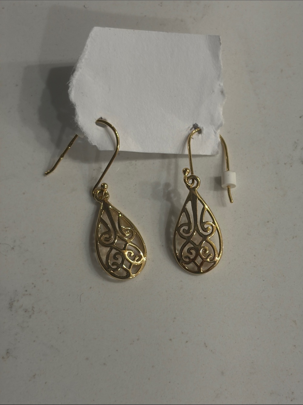 Elegant sterling silver Gold Teardrop Filigree Dangle Earrings - Women Jewelry